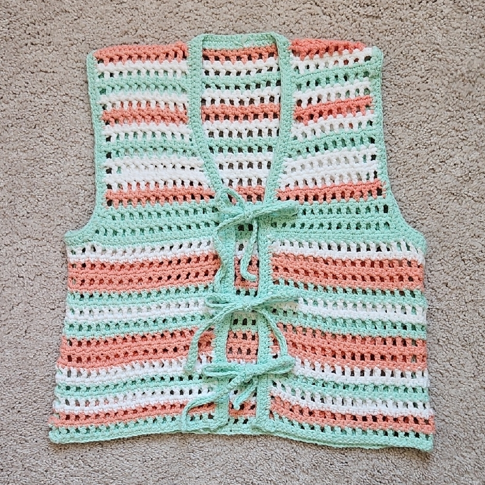 Striped Crochet Sweater Vest